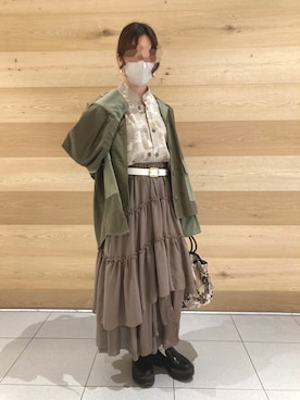 「w closet（ダブルクローゼット）のアイテム（その他アウター）」を使った、きななさん（レディース・157cm）の春コーディネート