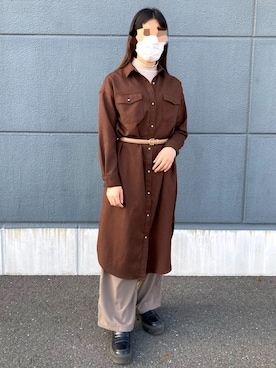 「GU（ジーユー）のアイテム（ワンピース/ドレス）」を使った、きななさん（レディース・156cm）の春コーディネート