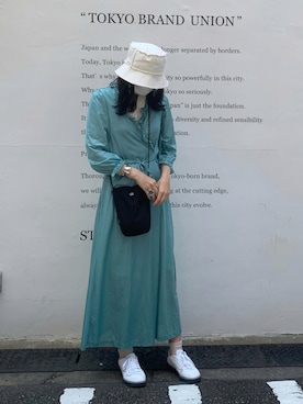 「Yohji Yamamoto（ヨウジヤマモト）のアイテム（バッグ）」を使った、Nanakaさん（レディース・176cm）の夏コーディネート