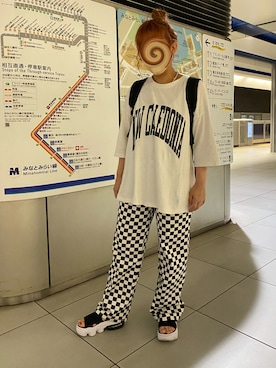 「coca（coca）（コカ）のアイテム（Tシャツ/カットソー）」を使った、ちょこさん（レディース・154cm）の夏コーディネート