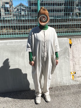 「Libra Cue（リブラ キュー）のアイテム（サロペット/オーバーオール）」を使った、ちょこさん（レディース・154cm）の春コーディネート