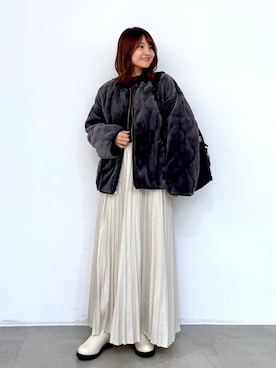 「アイテム（ノーカラージャケット）」を使った、MAIKOさん（レディース・150cm）の秋コーディネート