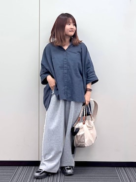 「LOWRYS FARM（ローリーズファーム）のカットイージーコクーンパンツ　292362（スウェットパンツ、グレー系）」を使った、MAIKOさん（レディース・150cm）の夏コーディネート