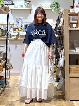 「studio CLIP（スタディオクリップ）のアイテム（Tシャツ/カットソー）」を使った、MAIKOさん（レディース・150cm）の夏コーディネート