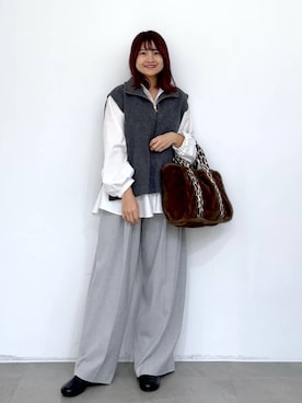 「アイテム（ベスト）」を使った、MAIKOさん（レディース・150cm）の冬コーディネート