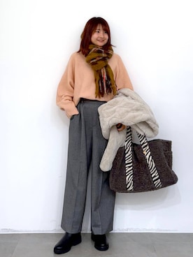 「アイテム（ノーカラージャケット）」を使った、MAIKOさん（レディース・150cm・30代）の秋コーディネート