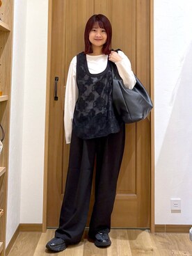 「アイテム（Tシャツ/カットソー）」を使った、MAIKOさん（レディース・150cm・30代）の冬コーディネート