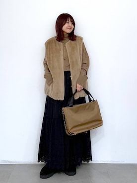 「アイテム（ネックレス）」を使った、MAIKOさん（レディース・150cm・30代）の冬コーディネート