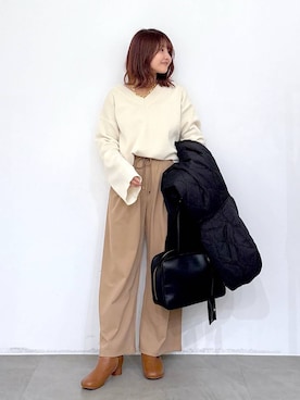 「アイテム（ボストンバッグ）」を使った、MAIKOさん（レディース・150cm・30代）の秋コーディネート