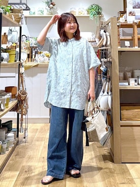 「studio CLIP（スタディオクリップ）の軽らくトングサンダル（サンダル、ホワイト系）」を使った、MAIKOさん（レディース・150cm）の春コーディネート