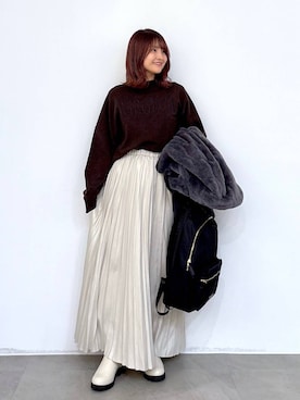 「アイテム（ノーカラージャケット）」を使った、MAIKOさん（レディース・150cm）の秋コーディネート