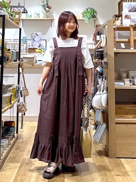 「studio CLIP（スタディオクリップ）のペーパー編み込みトート（トートバッグ、ベージュ系）」を使った、MAIKOさん（レディース・150cm）の春コーディネート