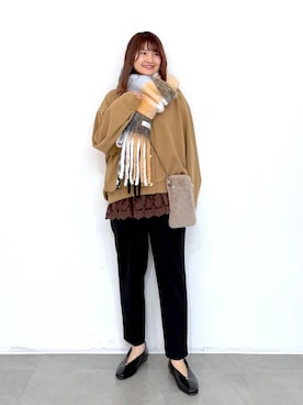 「アイテム（マフラー）」を使った、MAIKOさん（レディース・150cm・30代）の冬コーディネート