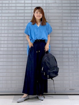 「Elura（エルーラ）のボイルギャザーブラウス/321639（シャツ/ブラウス）」を使った、MAIKOさん（レディース・150cm）の夏コーディネート