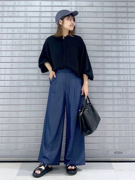 「Elura（エルーラ）のアイテム（帽子）」を使った、MAIKOさん（レディース・150cm）の夏コーディネート