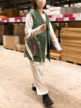 「HOKA（ホカ）のホカ HOKA ボンダイ7 ワイド BONDI 7 WIDE（スニーカー）」を使った、s__o1203さん（レディース・155cm）の春コーディネート