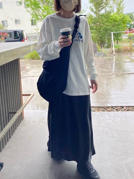 「HOKA（ホカ）のホカ HOKA ボンダイ7 ワイド BONDI 7 WIDE（スニーカー）」を使った、s__o1203さん（レディース・155cm）の春コーディネート