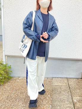 「HOKA（ホカ）のホカ HOKA ボンダイ7 ワイド BONDI 7 WIDE（スニーカー）」を使った、s__o1203さん（レディース・155cm）の冬コーディネート