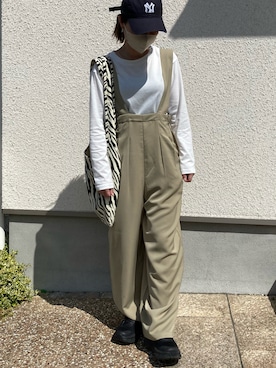 「HOKA（ホカ）のホカ HOKA ボンダイ7 ワイド BONDI 7 WIDE（スニーカー）」を使った、s__o1203さん（レディース・155cm）の夏コーディネート