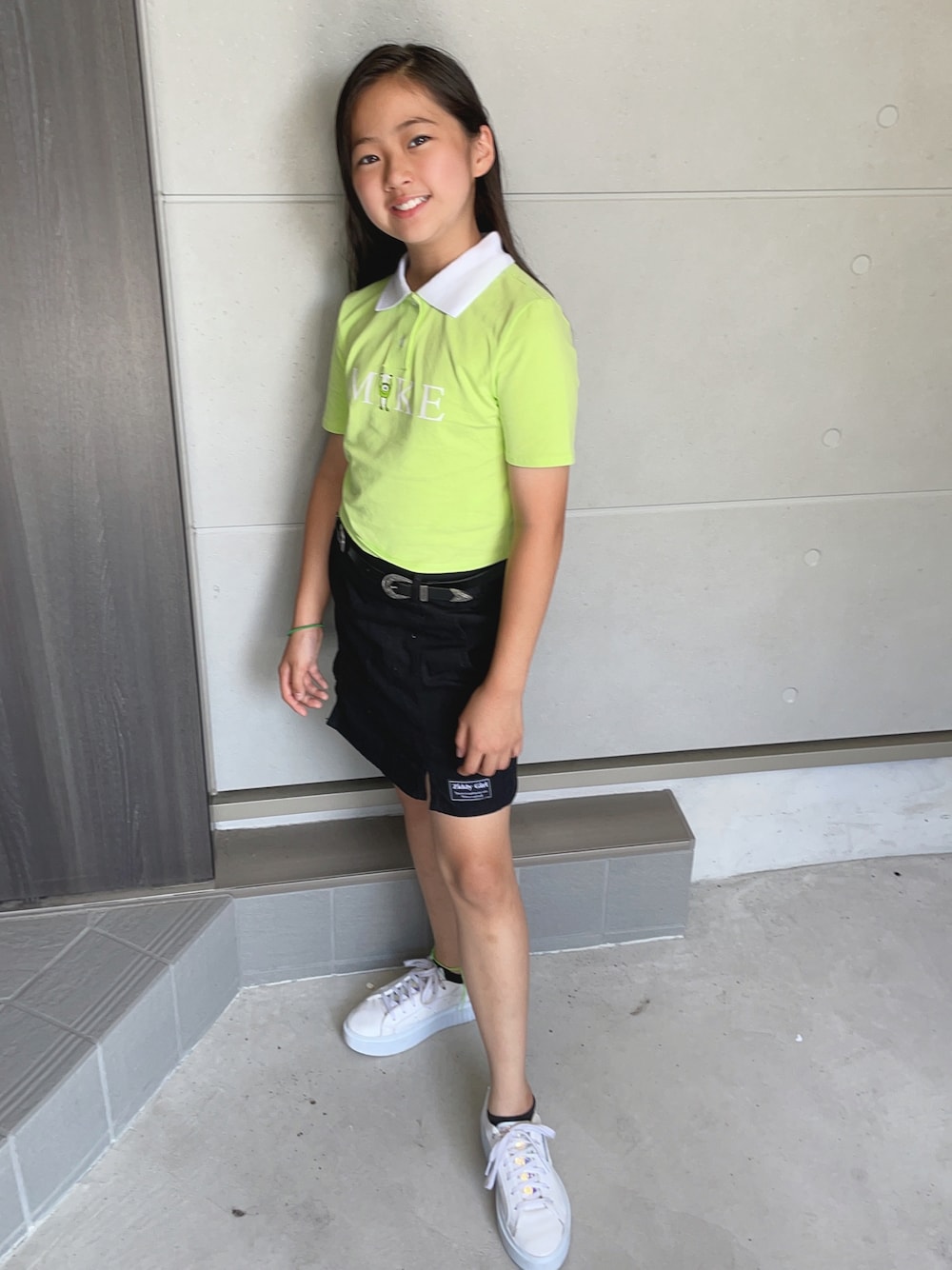 「H&M、jr5、小学生、小学生女子」｜「H&Mのアイテム（トップス、グリーン系）」を使った、☆Rico☆さん（キッズ・140cm）の夏コーディネートの1枚目の写真