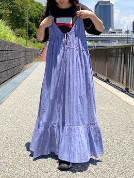 「NIKE（ナイキ）のWMNS AIR RIFT BR  848386-001（スニーカー、ブラック系）」を使った、ノアさん（レディース・157cm）の夏コーディネート