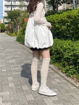 「CONVERSE（コンバース）の【CONVERSE】(コンバース)NEXTER　ネクスター110 SCOX（スニーカー、グレー系）」を使った、ノアさん（レディース・157cm）の夏コーディネート