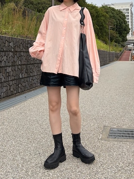 「CHARLES & KEITH（チャールズ & キース）のサイドジップ アンクルブーツ / Side-Zip Ankle Boots（ブーツ、ブラック系）」を使った、ノアさん（レディース・157cm）の秋コーディネート