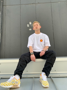 「アイテム（スニーカー、イエロー系）」を使った、sosukeさん（メンズ・177cm）の夏コーディネート