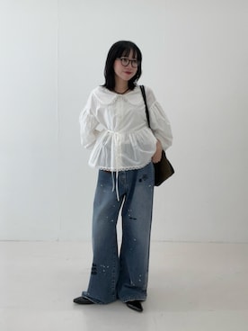 「URBAN RESEARCH（アーバンリサーチ）のPicchi Nia　SHARP WHITE（シャツ/ブラウス、ホワイト系）」を使った、saeさん（レディース・152cm）の夏コーディネート