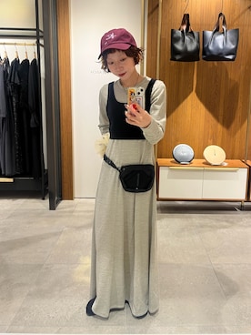 「URBAN RESEARCH（アーバンリサーチ）のnew basic　WASHABLE WOOL LONG-SLEEVE ONE-PIECE（ワンピース、ホワイト系）」を使った、saeさん（レディース・152cm）の秋コーディネート