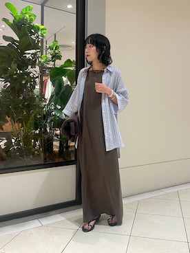 「URBAN RESEARCH（アーバンリサーチ）の『接触冷感』キュプラキャミワンピース（ワンピース、ブラウン系）」を使った、saeさん（レディース・152cm）の夏コーディネート