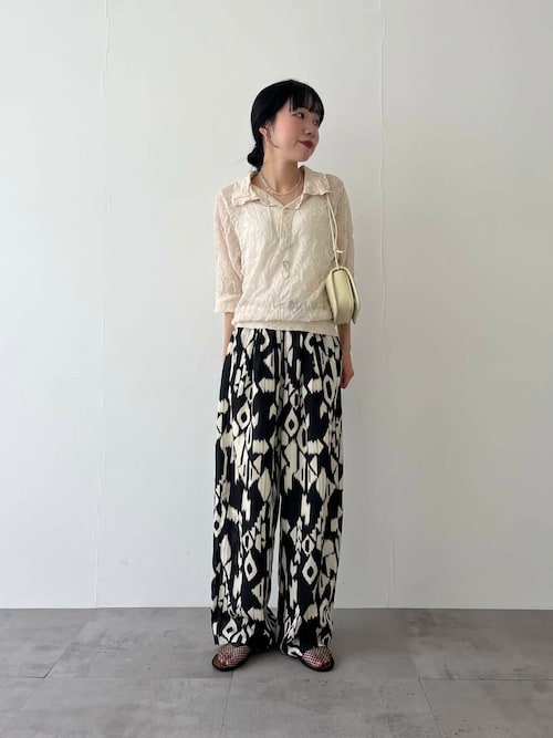 new basic　リネン混ワッシャーシャツカラーニット