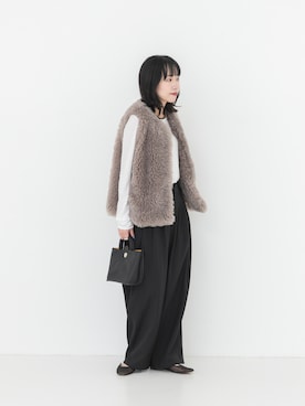 「URBAN RESEARCH（アーバンリサーチ）のECOPELファーベスト（ベスト、グレー系）」を使った、saeさん（レディース・152cm）の秋コーディネート