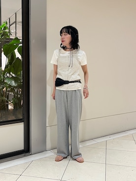 「URBAN RESEARCH（アーバンリサーチ）の『別注』onit×URBAN RESEARCH　ポケットTシャツ（Tシャツ/カットソー、ホワイト系）」を使った、saeさん（レディース・152cm）の夏コーディネート