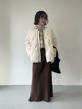 「アイテム（その他アウター、ホワイト系）」を使った、saeさん（レディース・152cm）の冬コーディネート