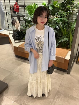 「URBAN RESEARCH（アーバンリサーチ）のギャザーティアードドットスカート（スカート、ホワイト系）」を使った、saeさん（レディース・152cm）の春コーディネート