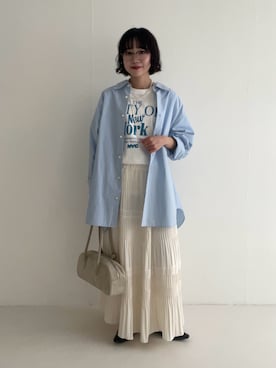 「URBAN RESEARCH（アーバンリサーチ）の『一部別注カラー』SINBONO　KIERA SHOULDER BAG（ショルダーバッグ、ホワイト系）」を使った、saeさん（レディース・152cm）の春コーディネート