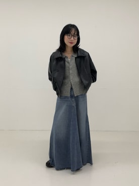 「アイテム（デニムスカート）」を使った、saeさん（レディース・152cm）の秋コーディネート