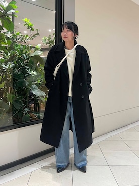 「アイテム（チェスターコート）」を使った、saeさん（レディース・152cm）の冬コーディネート