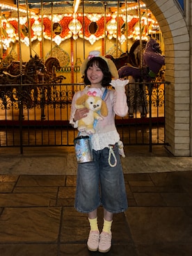 「Disney（ディズニー）のアイテム」を使った、　ミナリさん（レディース・154cm）の春コーディネート