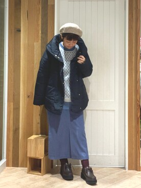 「Samansa Mos2 blue」｜「アイテム（その他シューズ）」を使った、タナカさん（レディース・158cm）の冬コーディネート