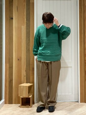 「Samansa Mos2 blue」｜「アイテム（その他シューズ）」を使った、タナカさん（レディース・158cm）の冬コーディネート