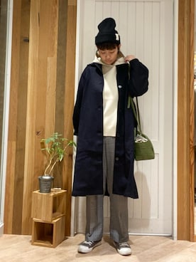「Samansa Mos2 blue（サマンサモスモスブルー）のアイテム（ステンカラーコート）」を使った、タナカさん（レディース・158cm）の秋コーディネート