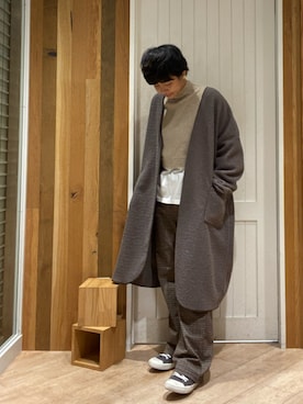 「Samansa Mos2 blue（サマンサモスモスブルー）のアイテム（ノーカラーコート）」を使った、タナカさん（レディース・158cm）の秋コーディネート