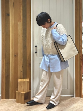 「Samansa Mos2 blue（サマンサモスモスブルー）のアイテム（ベスト）」を使った、タナカさん（レディース・158cm）の冬コーディネート