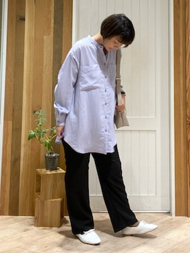 「Samansa Mos2 blue（サマンサモスモスブルー）のアイテム（その他シューズ）」を使った、タナカさん（レディース・158cm）の秋コーディネート