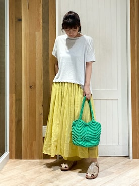 「インド綿」｜タナカさん（レディース・158cm）の夏コーディネート
