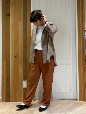 「Samansa Mos2 blue（サマンサモスモスブルー）のアイテム（パンツ、オレンジ系）」を使った、タナカさん（レディース・158cm）の夏コーディネート