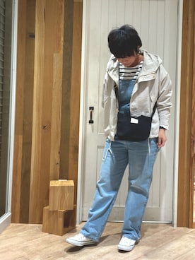 「Samansa Mos2 blue」｜「アイテム（サロペット/オーバーオール）」を使った、タナカさん（レディース・158cm）の春コーディネート