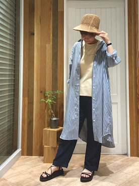 「Samansa Mos2 blue（サマンサモスモスブルー）のアイテム（シャツワンピース）」を使った、タナカさん（レディース・158cm）の夏コーディネート